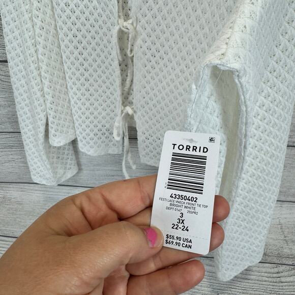 Torrid White Crochet Blouse Festi - Picture 5 of 7